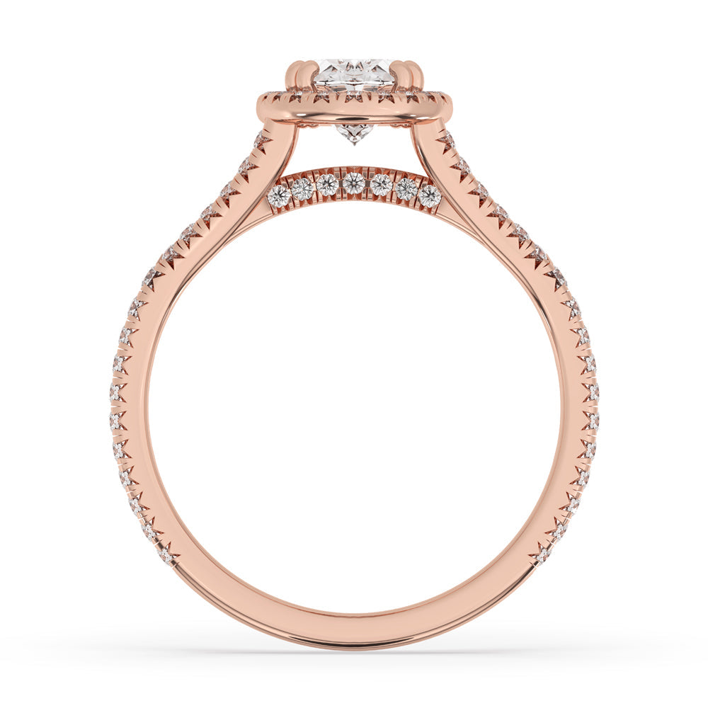Halo Oval Ring Engagement With Lab Grown Diamonds Immagine secondaria del prodotto