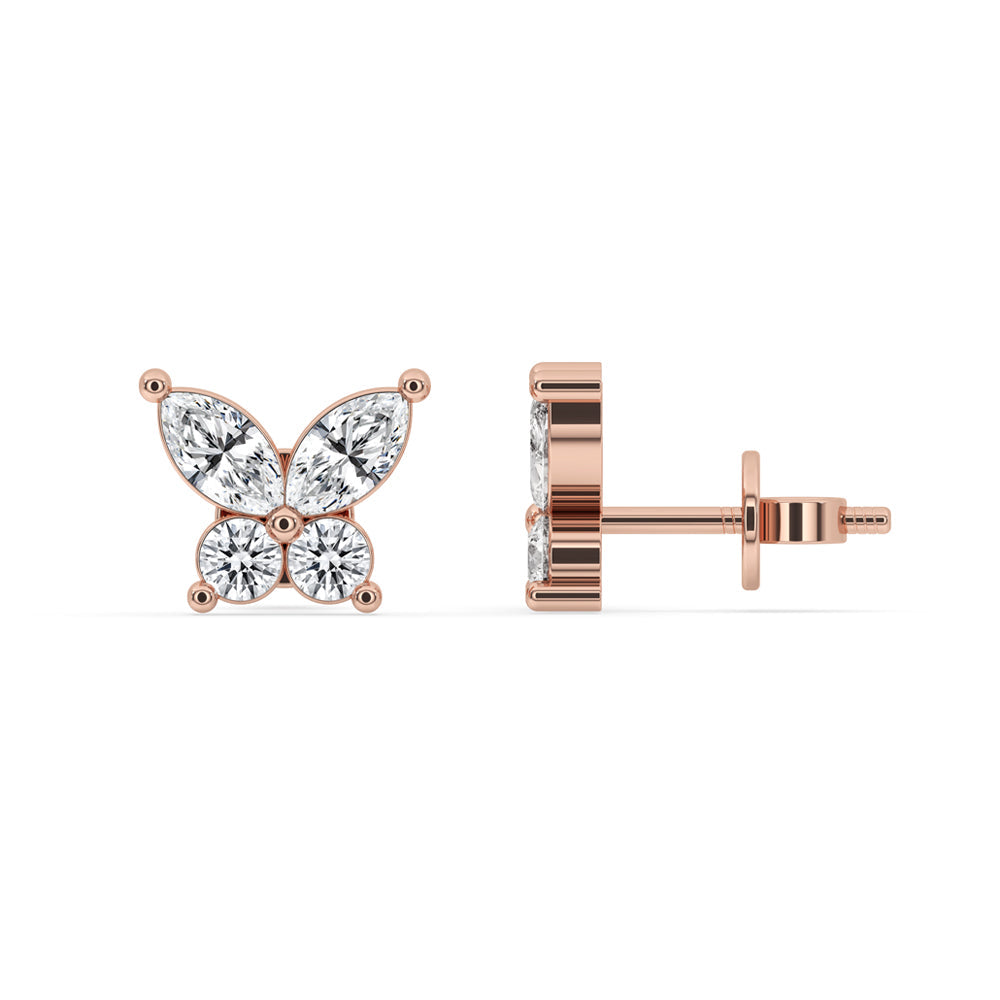Butterfly Earrings With Round And Marquise Cut