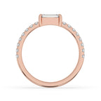 East West Emerald Cut Ring in Elegant Pave Setting