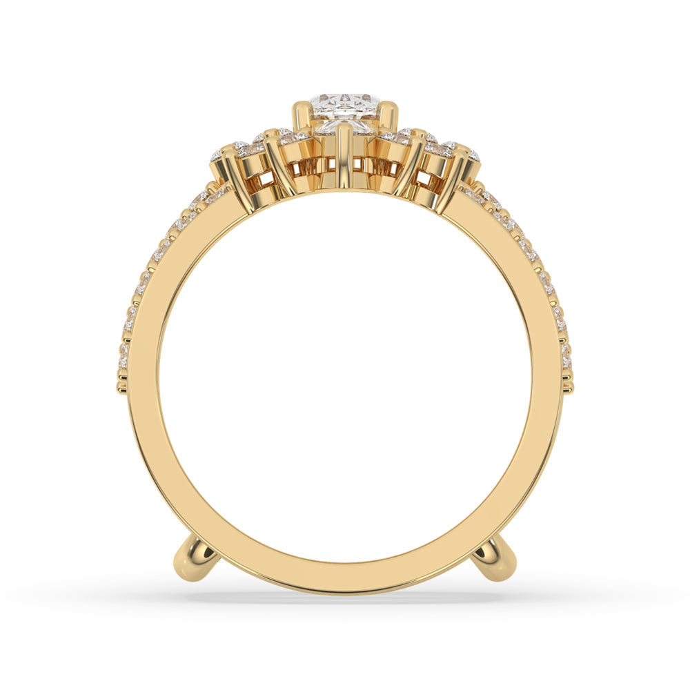 Oval Diamond Pave Engagement Ring With Wedding Band