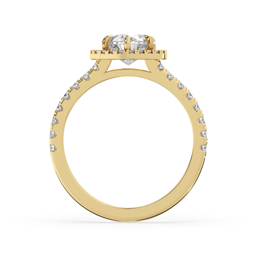 Heart Cut Diamond Ring With Pave Band