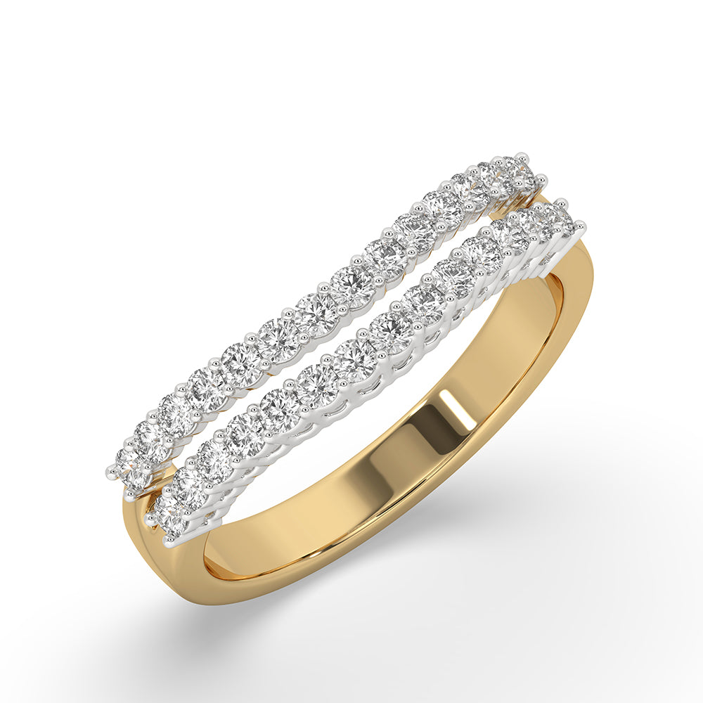 Round Diamond Double Row Wedding Band Image secondaire du produit