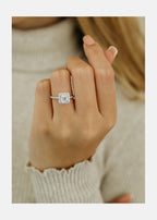 1.50 CT Cushion Cut Moissanite Halo Style Engagement Ring
