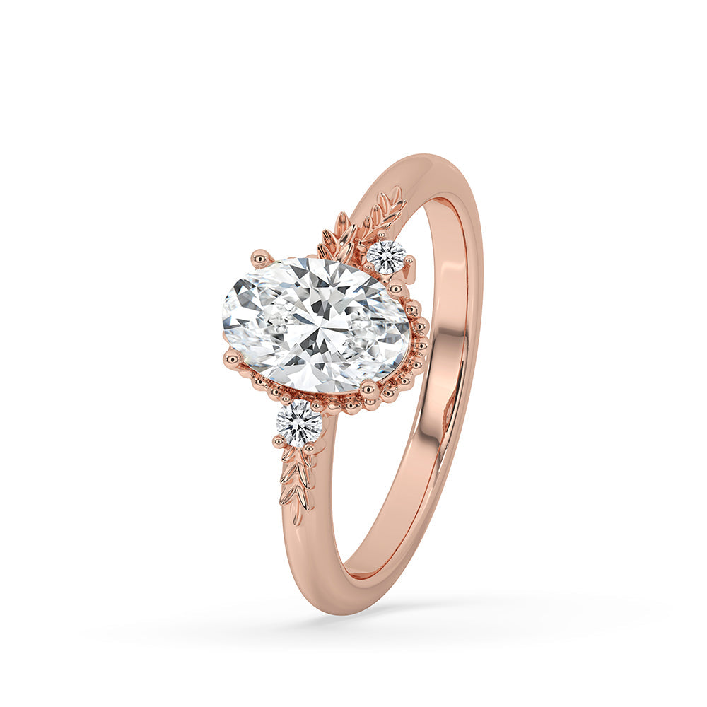 Oval Cut Diamond Ring In Milgrain Setting Secondary image