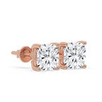 Rose Gold Cushion Cut Diamond Earrings