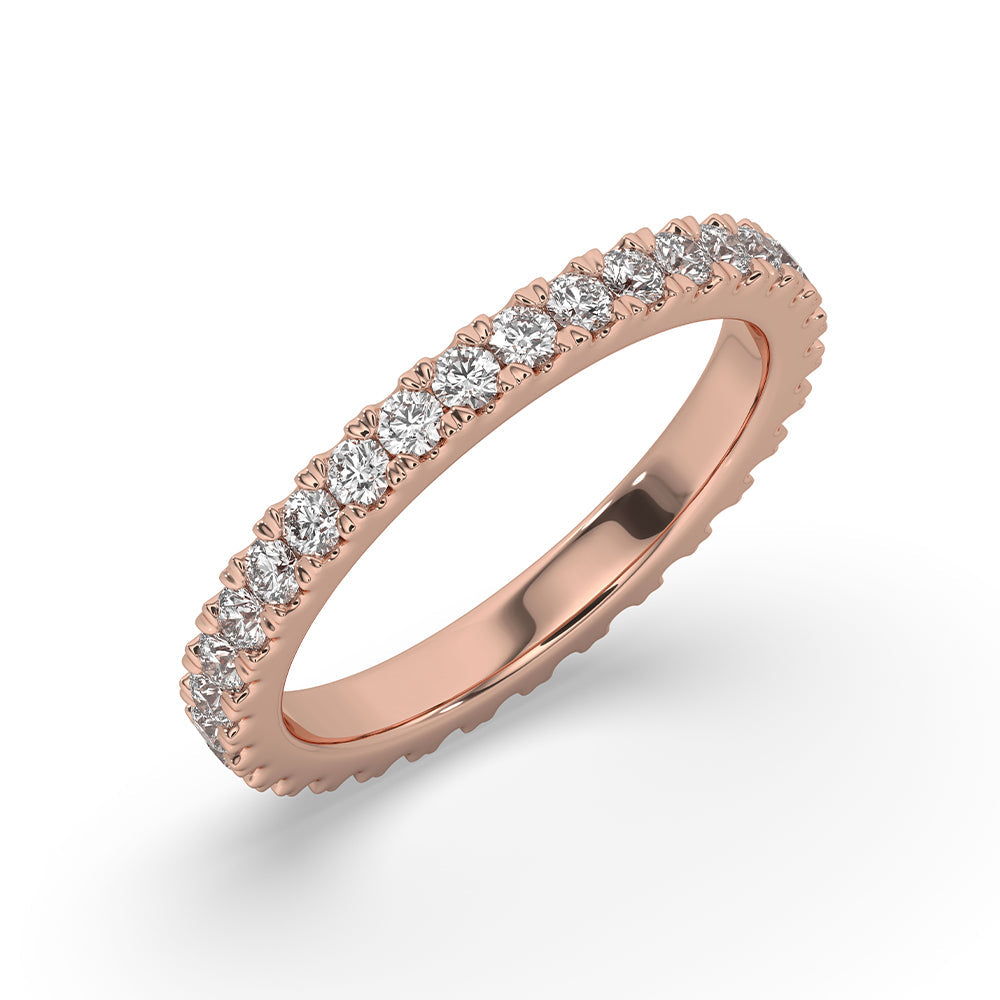 Rose Gold Diamond Eternity Band With Round Cut
