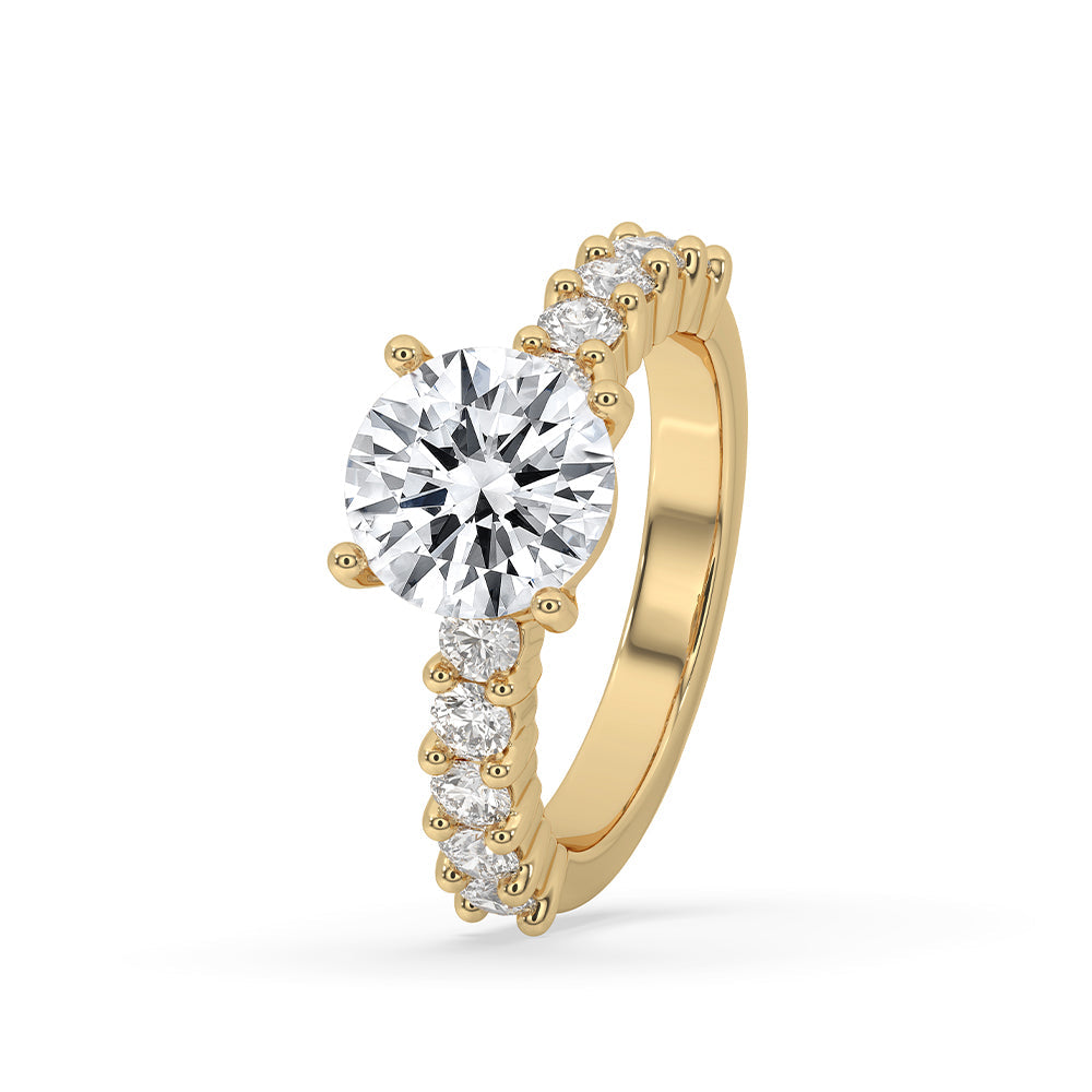 Round Cut Diamond Ring - Pave Style