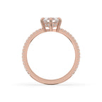 Hexagon Step Cut Hidden Halo Diamond Ring