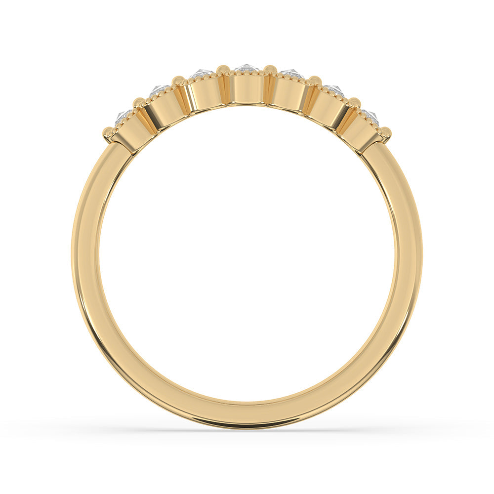 Round Rose Cut Curved Wedding Band