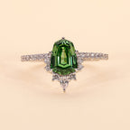 Shield Cut Green Gemstone Ring