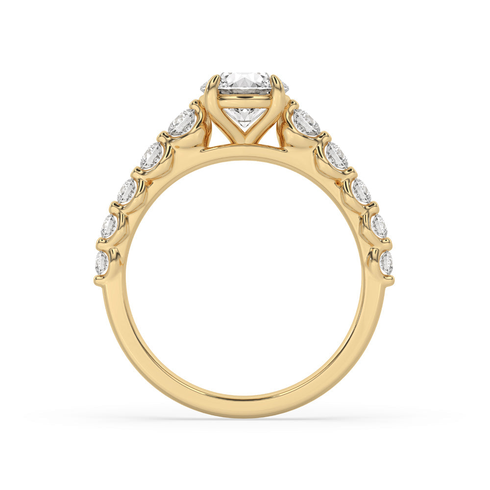 Round Brilliant Cut Diamond Ring with Side Stone