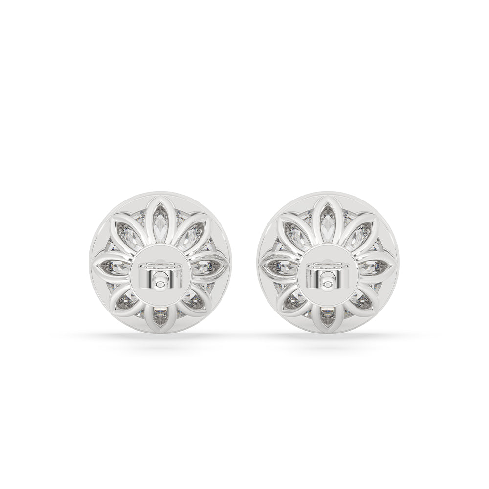 White Gold Stud Earrings With Round Diamond