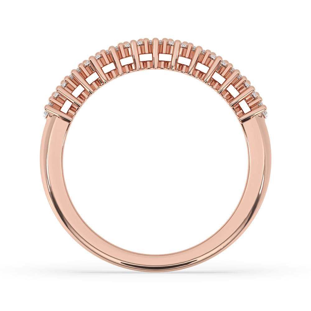 Shared Prong Wedding Band In Rose Gold