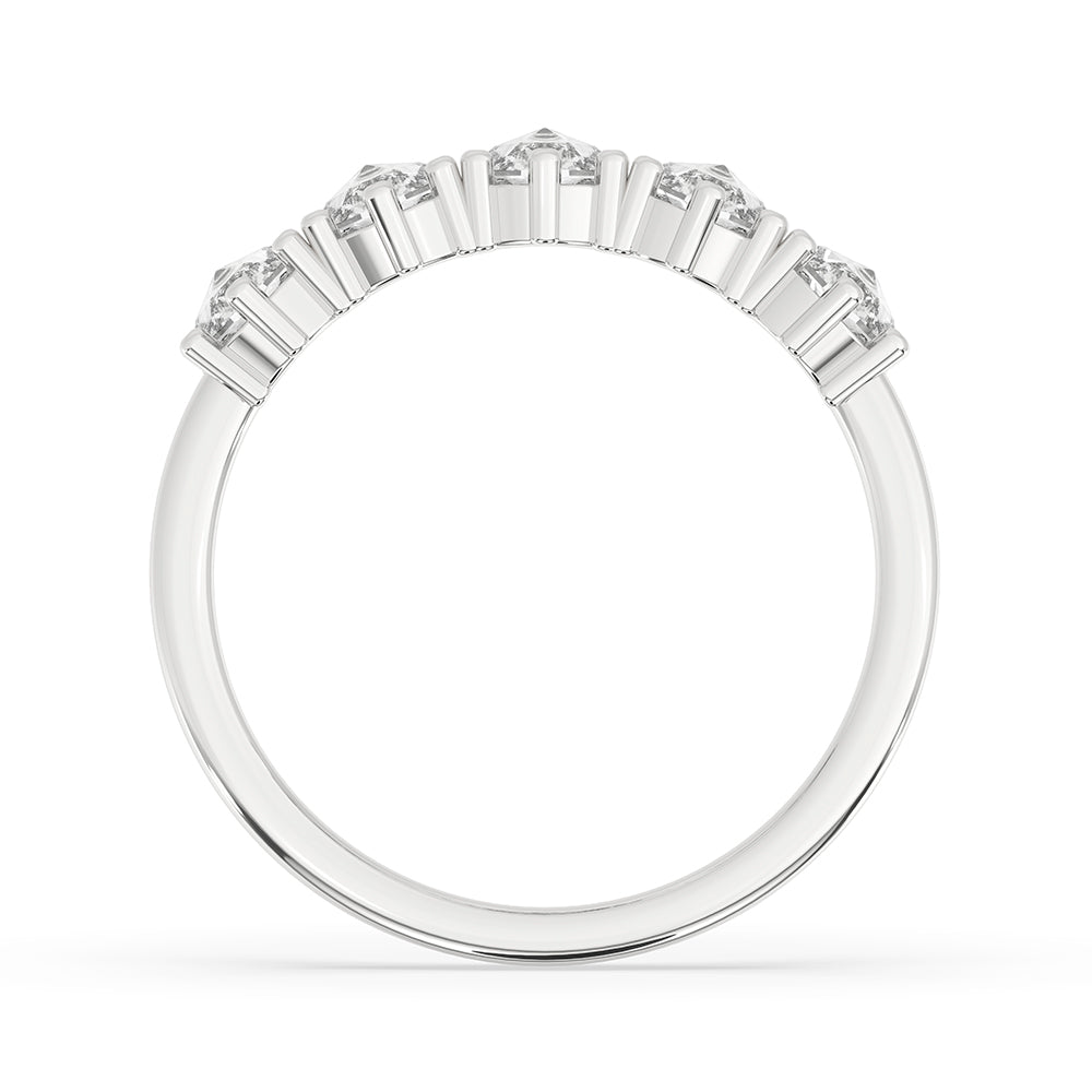 5 Stone Round Rose Cut Diamond Band