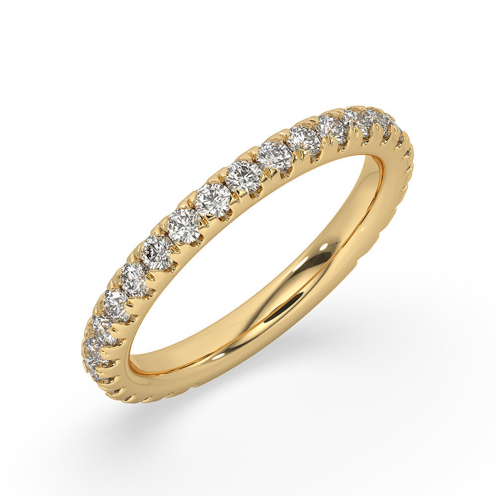 Round Diamond Gold Band In Half Eternity Style