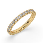 Round Diamond Gold Band In Half Eternity Style