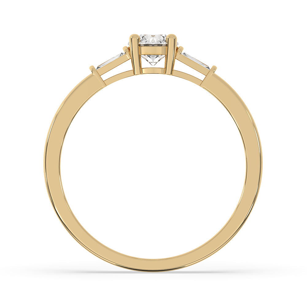 3 Stone Diamond Engagement Ring In Yellow Gold