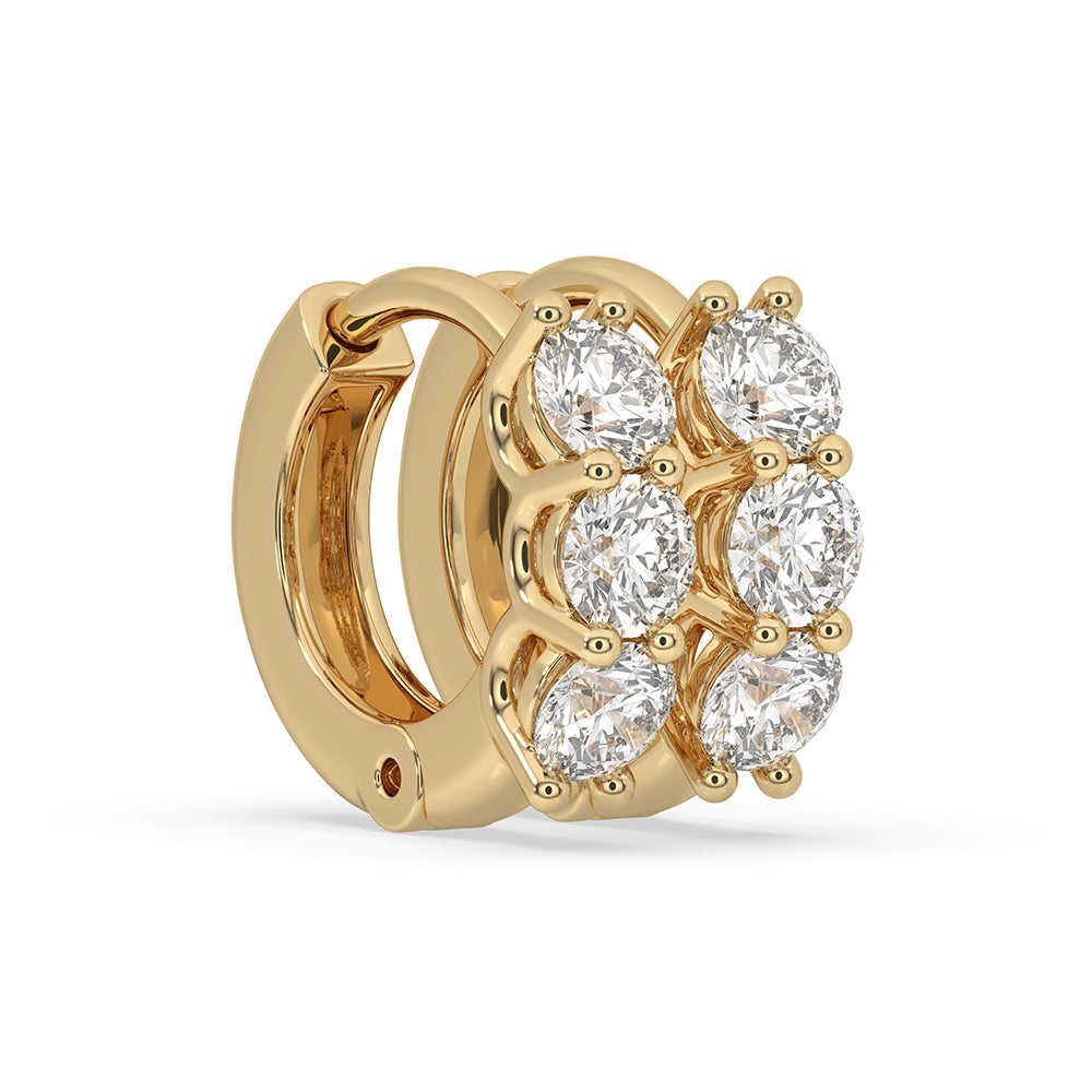 Round Diamond Gold Hoop Earrings For Women
