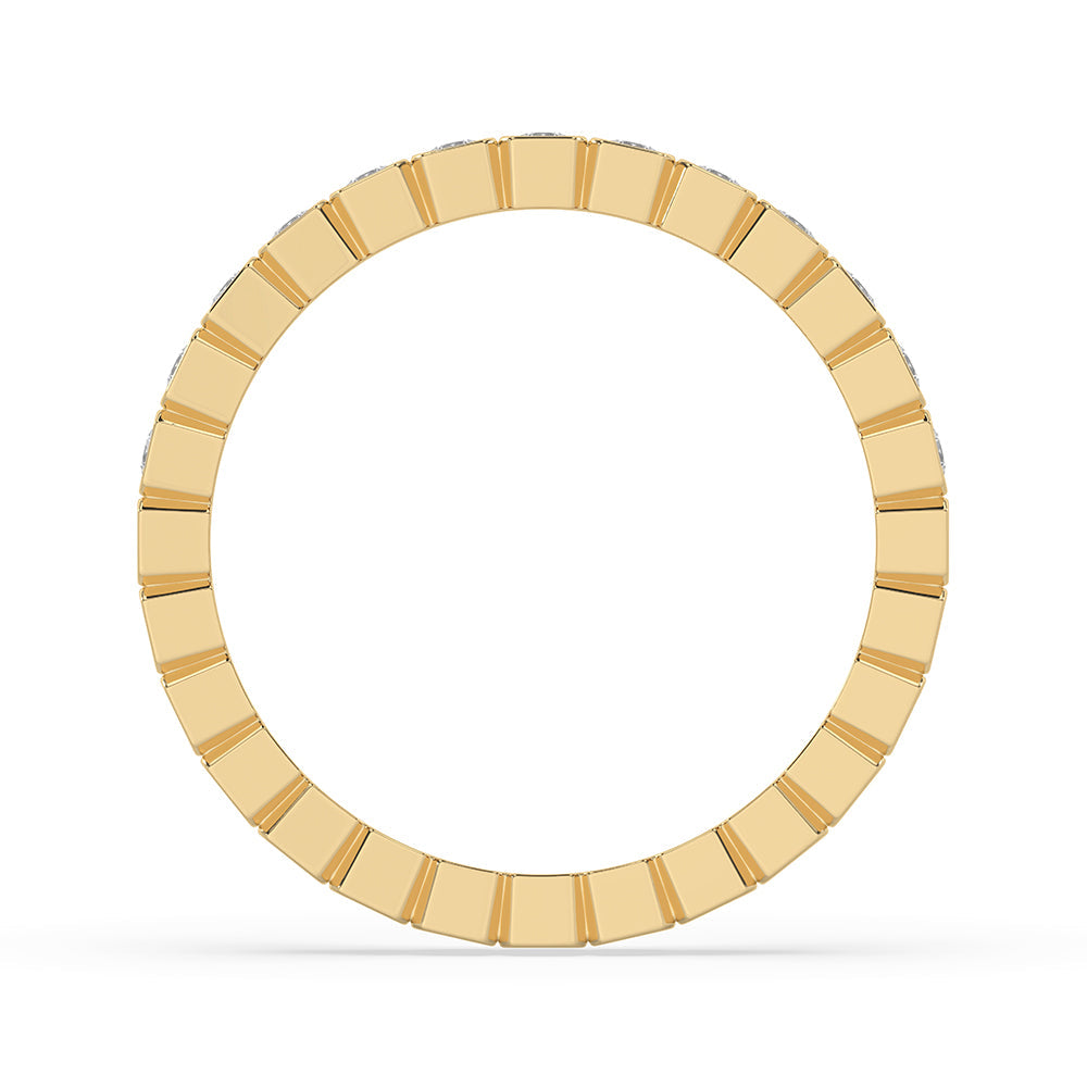 Square Bezel Box Yellow Gold Diamond Wedding Band