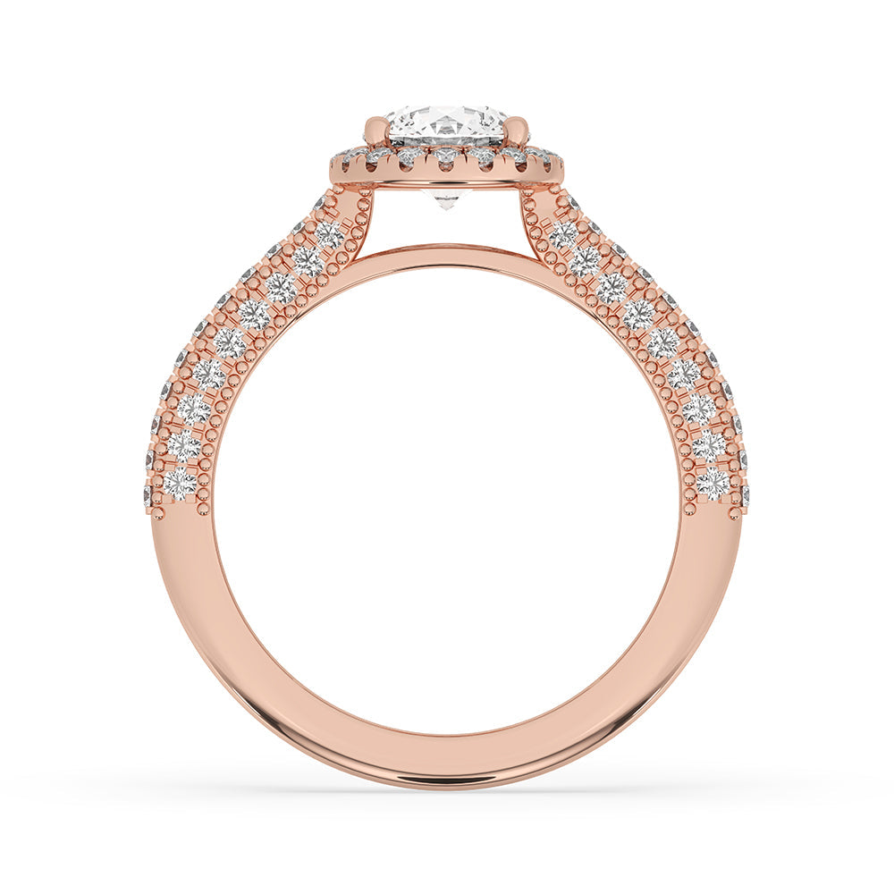 Milgrain Engagement Ring With Three side Pave