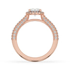 Milgrain Engagement Ring With Three side Pave