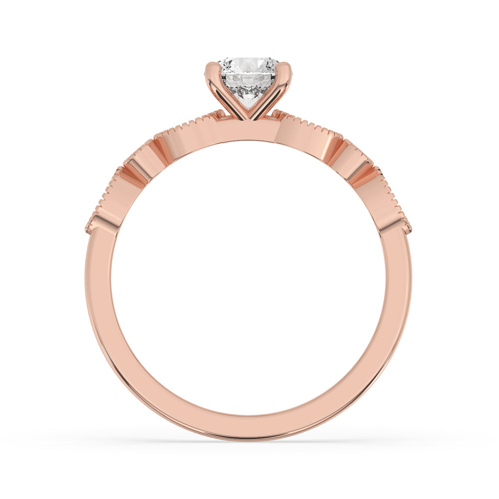 Milgrain Engagement Ring - Round Diamond