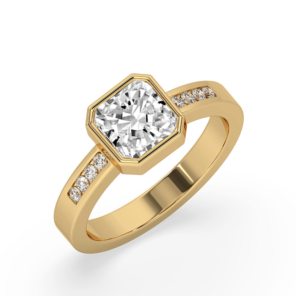Radiant Cut Engagement Ring with Bezel Setting