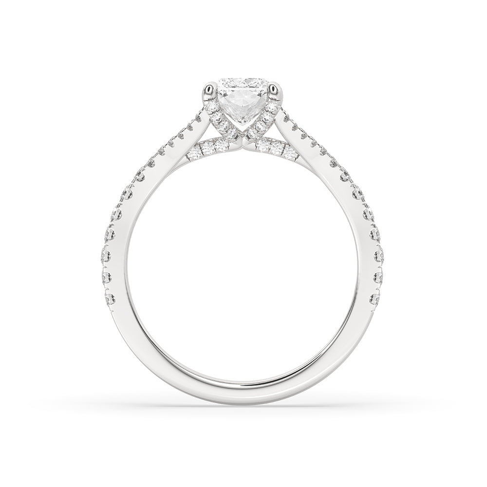 Cushion Cut Diamond Ring With Split Pave Style