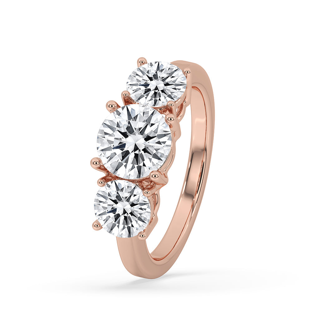 3 Stone Round Diamond Ring In Rose Gold Secondary image
