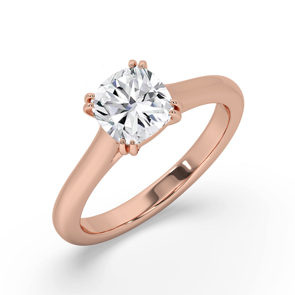 Rose Gold Cushion Solitaire Engagement Ring Secondary image