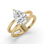 Pear Diamond Engagement Ring with Hidden Halo Design
