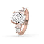 5 Stone Diamond Ring With Radiant Center Stone