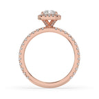 Radiant Cut Pave Set Diamond Ring With Halo Setting