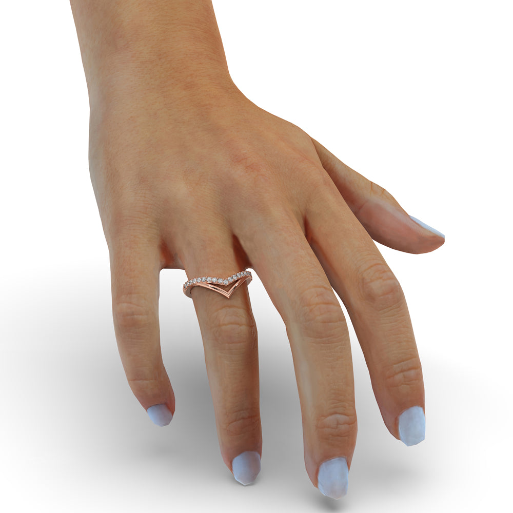 V Shaped Wedding Band - Lab Grown Diamonds