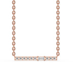 Gold Bar Pendant - Baguette and Round Diamond