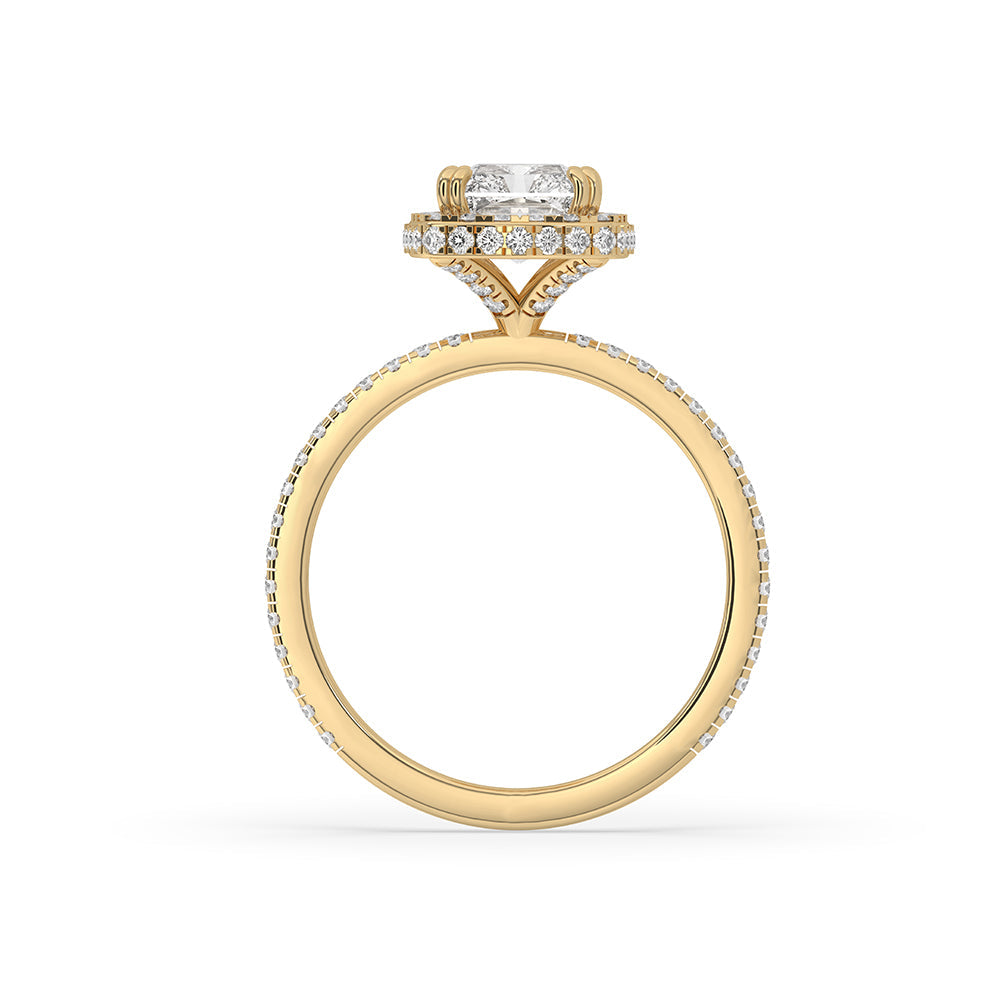 Cushion Cut Diamond Engagement Ring With Side Halo Setting