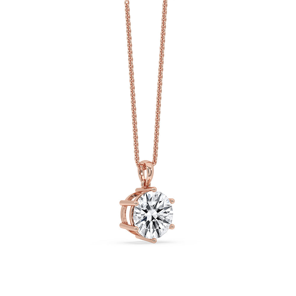 Round Diamond Rose Gold Pendant