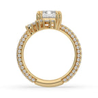 Emerald Diamond Ring with Three Side Pave Setting