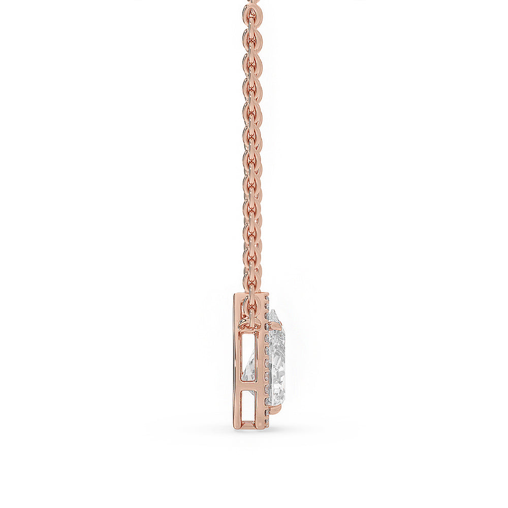 Pear Shaped Diamond Pendant - Halo Design