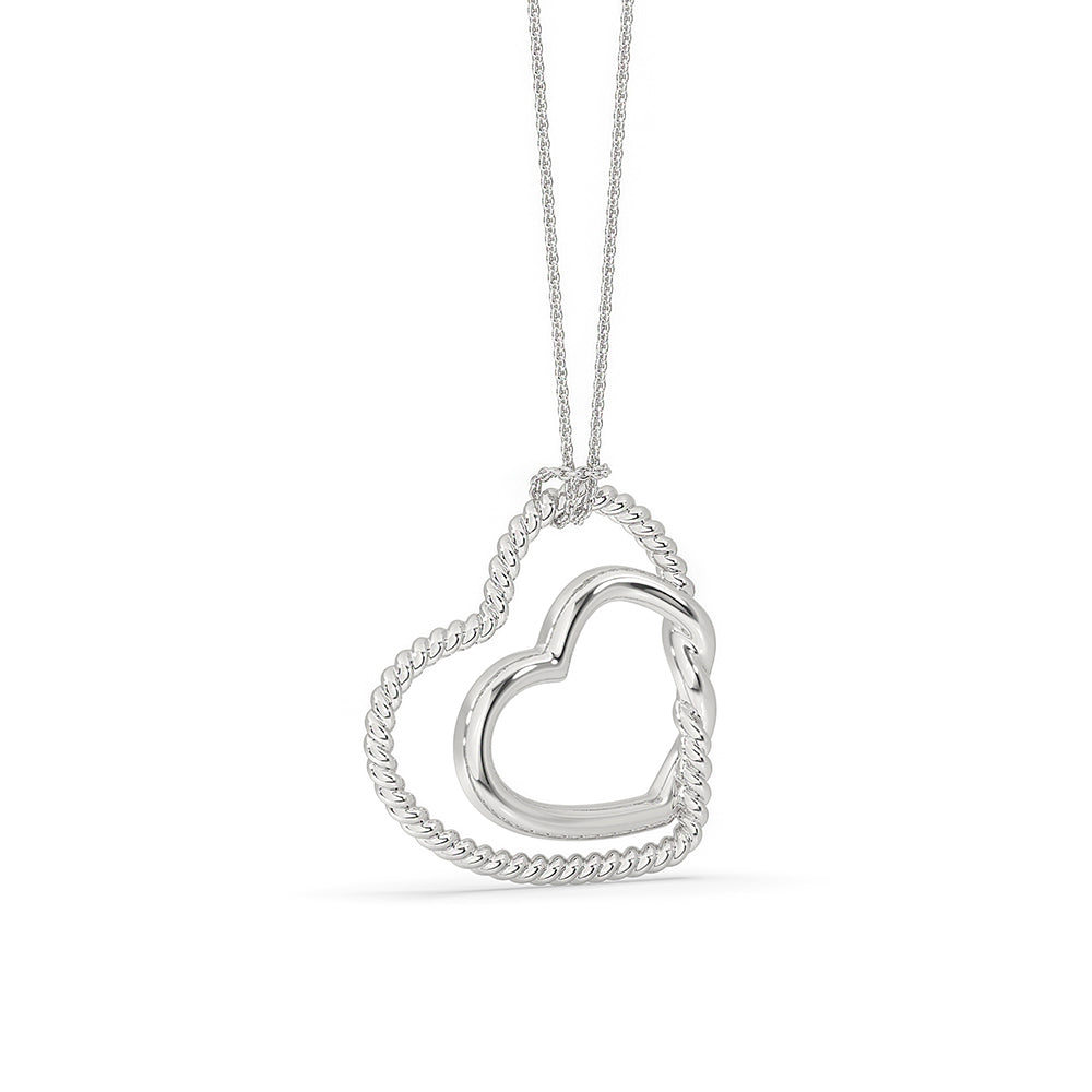 White Gold Heart Pendant - Unique Design