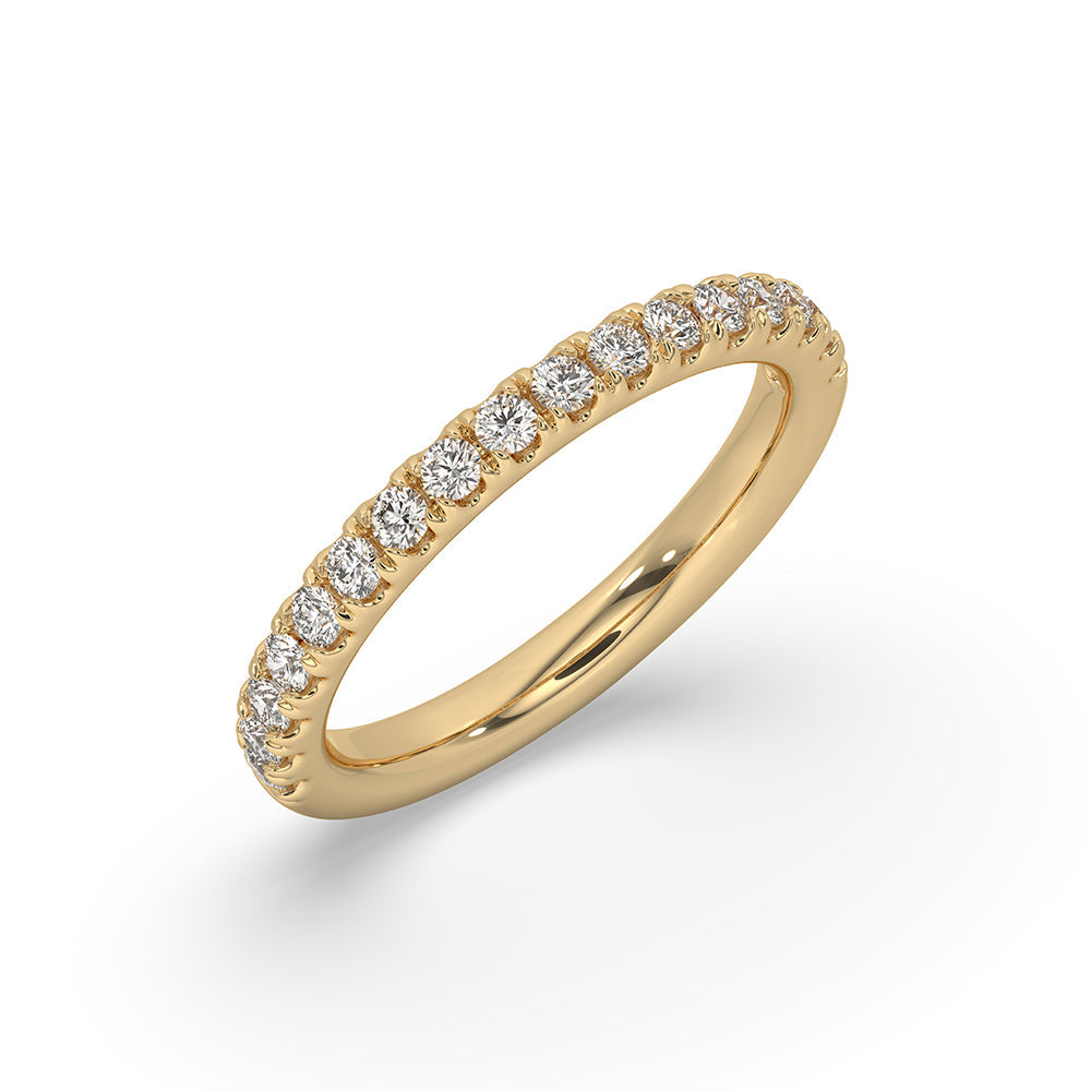 Yellow Gold Wedding Band – Round Diamond