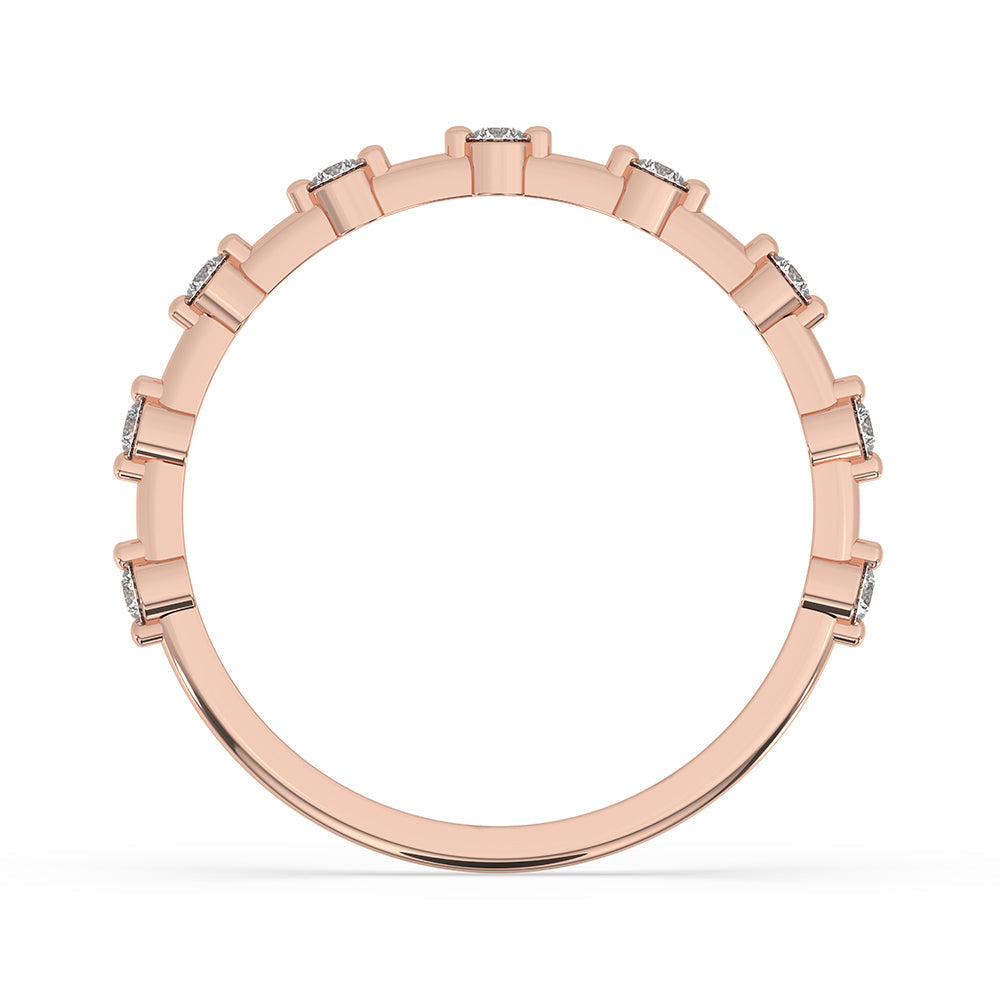 Distance Pave Rose Gold Wedding Band