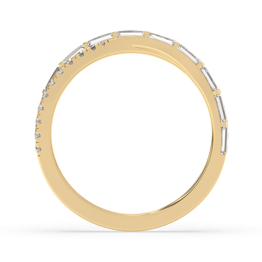 Bar Set Criss Cross Wedding Band In Yellow Gold