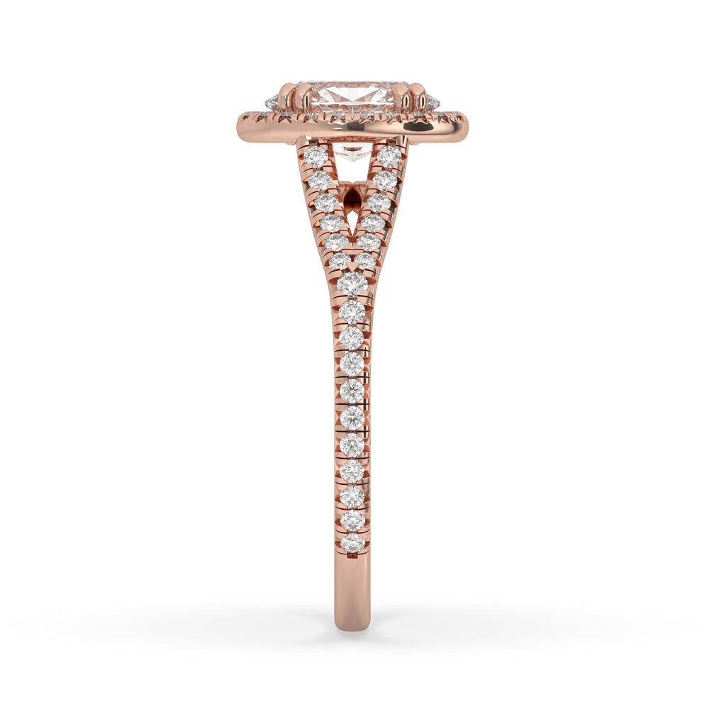 Halo Oval Ring Engagement With Lab Grown Diamonds