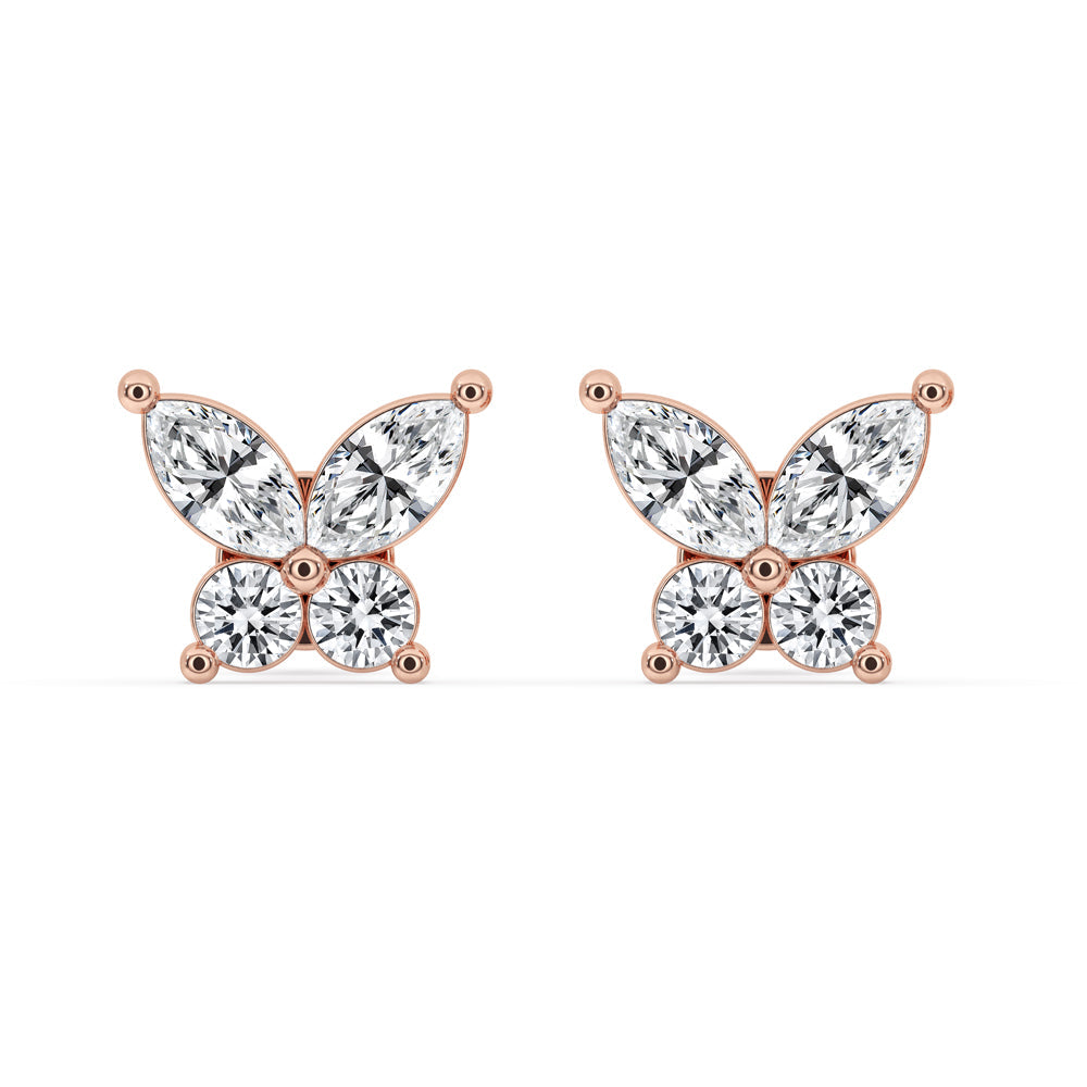 Butterfly Earrings With Round And Marquise Cut Main image