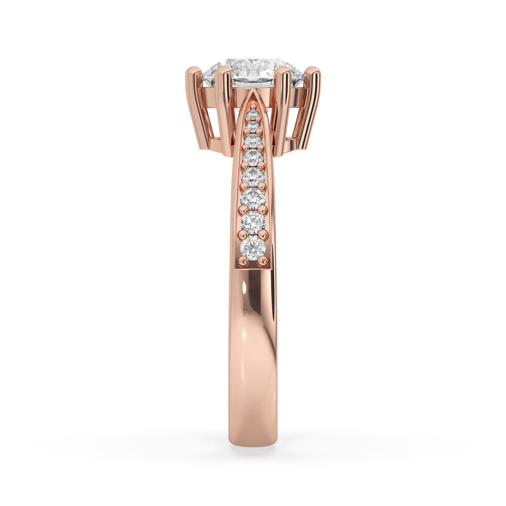Round Cut Diamond Six Prong Engagement Ring