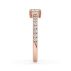 East West Emerald Cut Ring in Elegant Pave Setting