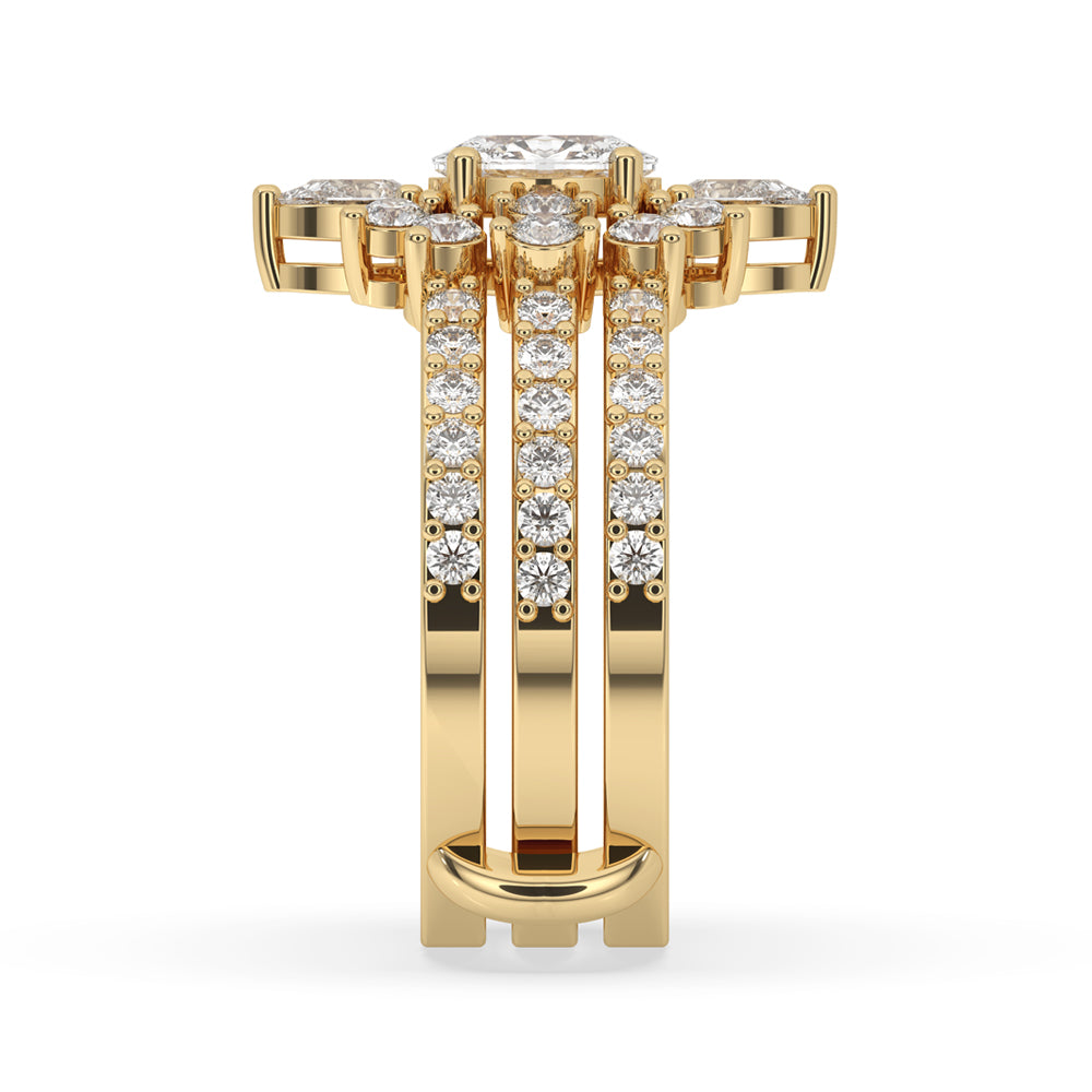 Oval Diamond Pave Engagement Ring With Wedding Band