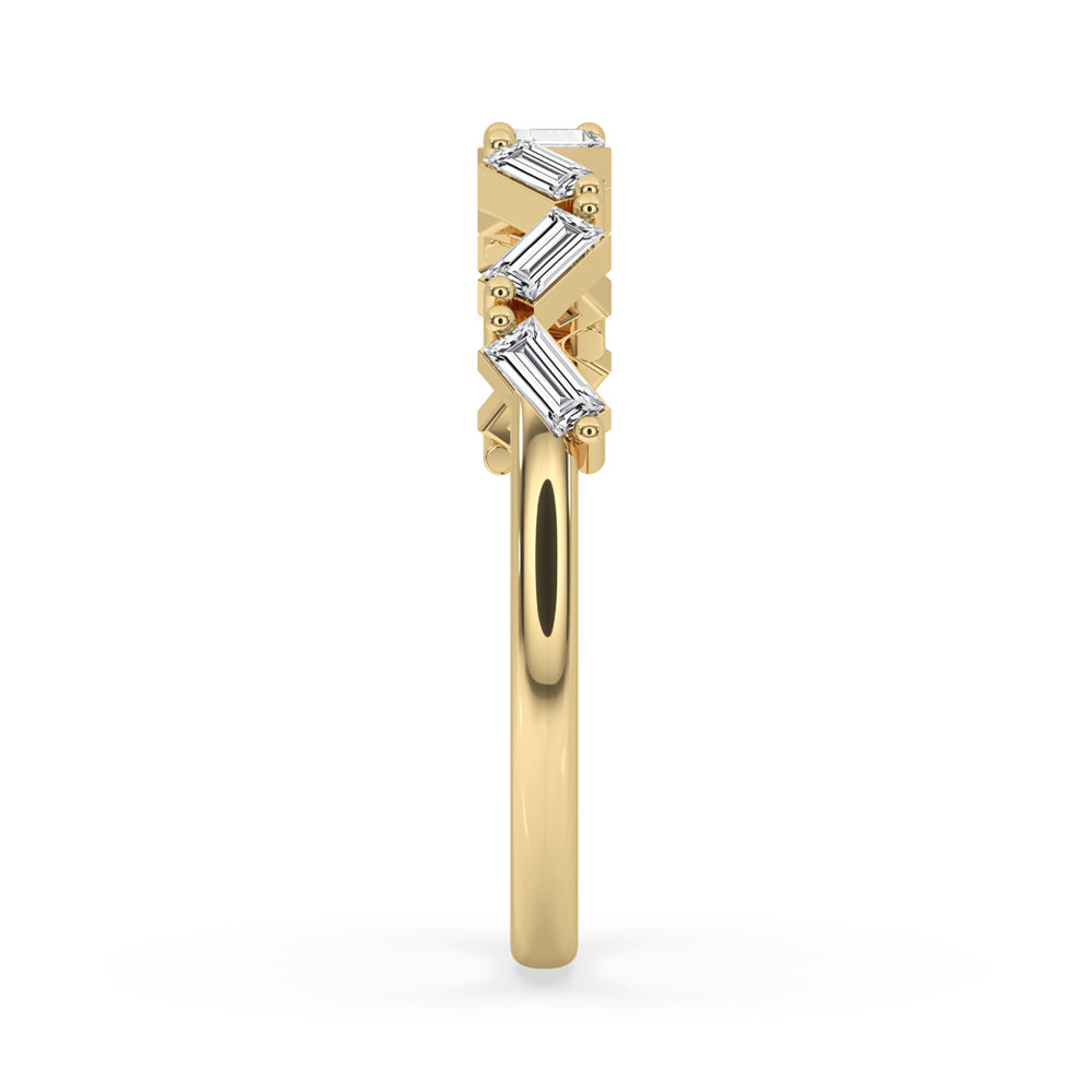 Baguette Wedding Band in Unique Zig Zag Design