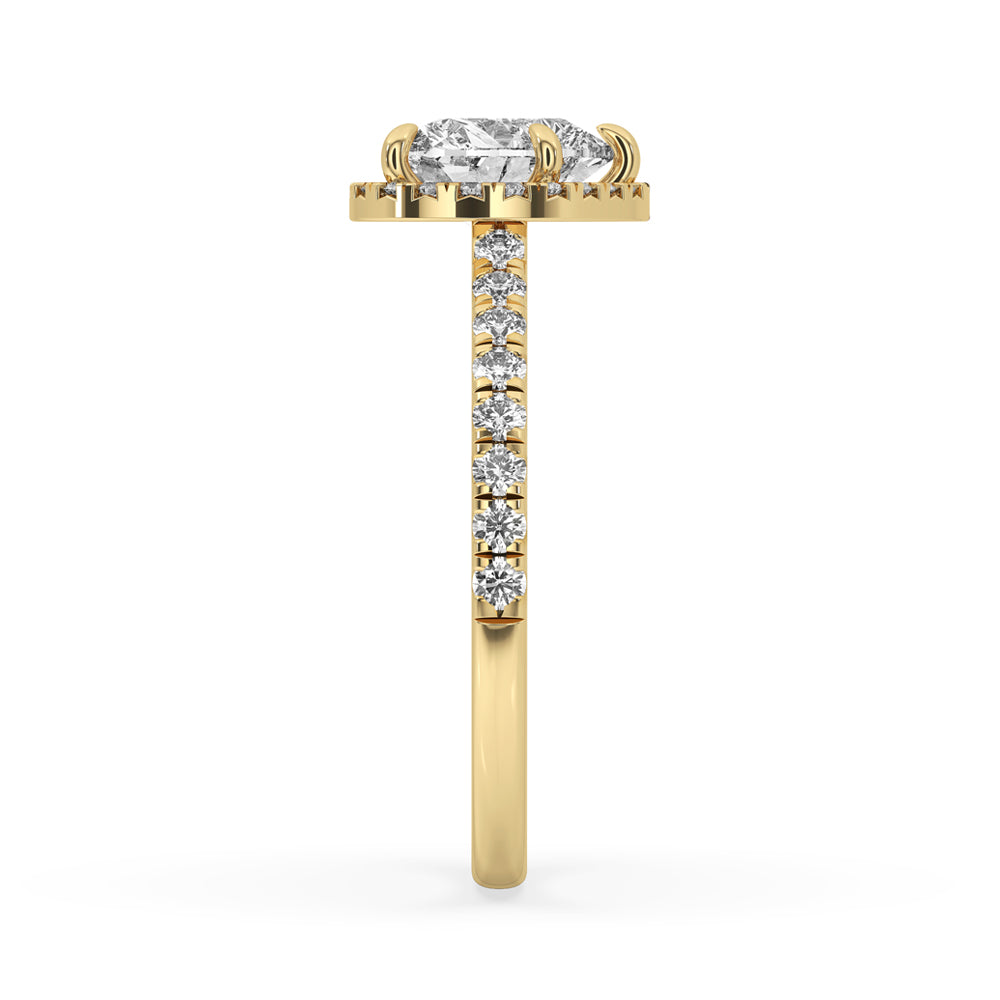 Heart Cut Diamond Ring With Pave Band